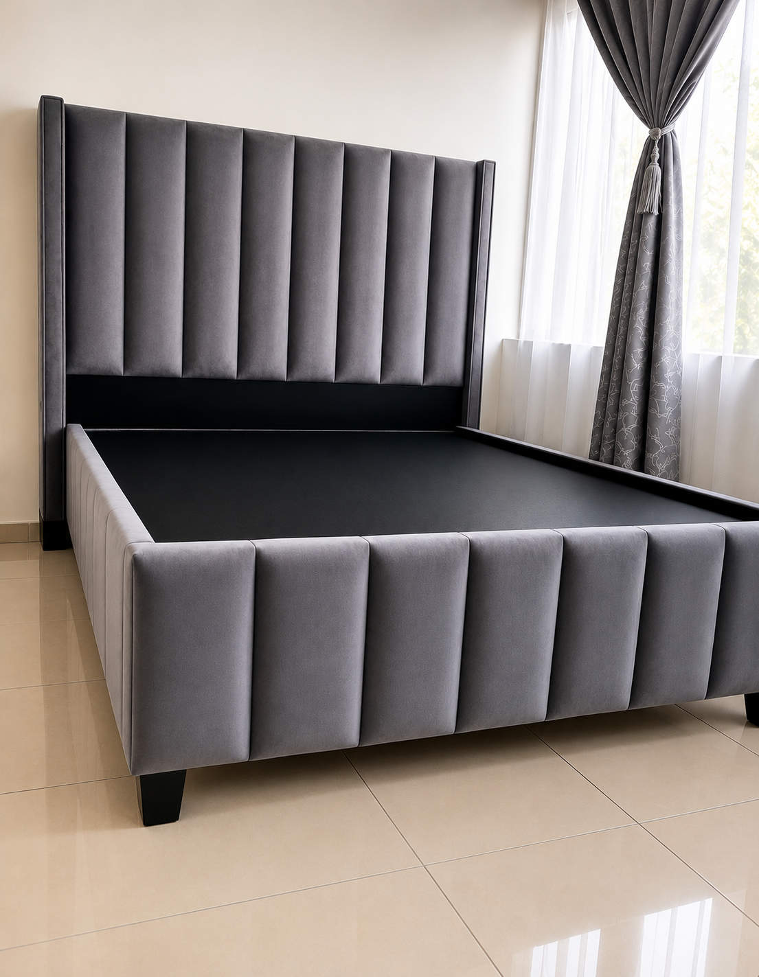 Vertical Channel Upholstered Bed